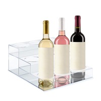Porte-bouteilles à vin en acrylique transparent, 9 bouteilles, 3 niveaux, comptoir, style moderne minimaliste, présentoir à vin transparent à étages