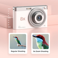 Cámara Digital de Video HD 4K 50MP Portátil, Zoom Óptico 8X, Enfoque Automático AF, Pantalla IPS de 2.88 Pulgadas, Mini Cámara Vlog para Viajes