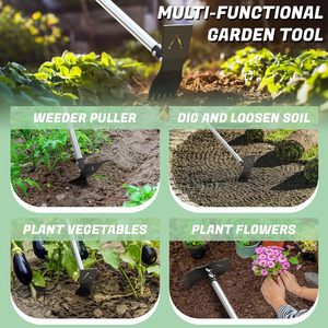 Weed Puller Tool mit langem Griff 60 "Manuelles Weeder-Entferner-Werkzeug 2 in 1 Hand Weed Rake und Garden Hoe für die Gartenarbeit - Product Image 6