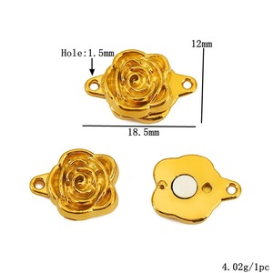 Cierre Magnético con Diseño de Rosa, Chapado en Oro de 18K, Accesorio de Joyería para la Elaboración de Collares - Product Image 2