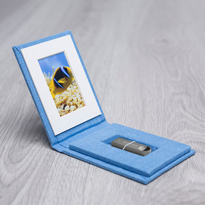 Cubierta de tela de lino de boda con logotipo de tamaño personalizado, almacenamiento de unidad flash USB, paquetes de imágenes, Cajas de Regalo con cinta de satén - Product Image 6