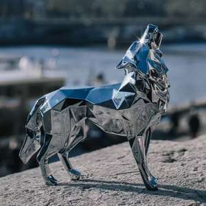 Decorazioni per interni di <span class=keywords><strong>Design</strong></span> moderno di dimensioni personalizzate in fibra di vetro galvanica <span class=keywords><strong>sculture</strong></span> di lupo - Product Image 1