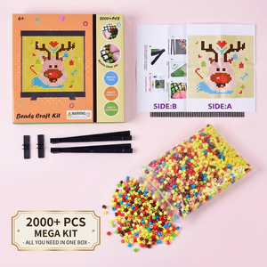 DIY <b>Beads</b> Craft Kit 2000 Pcs No Ironing Flexible Mesh Canvas Decorative Painting <b>Set</b> for Kids Creative Educational Gift - Product Image 6