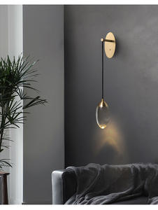 مصباح جداري أمريكي إبداعي فاخر من الكريستال K9 لغرفة النوم، تصميم عصري بسيط على شكل قطرة ماء، إضاءة LED زخرفية فنية للجدار - Product Image 6