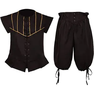 Chaleco para hombre, disfraz de pirata, príncipe renacentista, Túnica vikinga Medieval, Tops de Cosplay