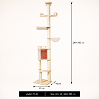 Arbre à chat en bois à 5 niveaux avec capsule spatiale transparente, lit pour chat, griffoir en sisal, arbre à chat vertical haut
