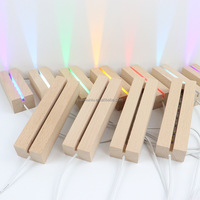 Base de lampe 3D à LED ovale USB, vintage, vente en gros, Double fente, en bois naturel