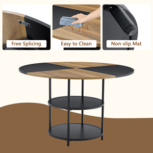Mesa <span class=keywords><strong>de</strong></span> <span class=keywords><strong>Comedor</strong></span> - Almacenamiento <span class=keywords><strong>de</strong></span> Doble Capa, Diseño en Madera y Negro con Combinación <span class=keywords><strong>de</strong></span> Colores en Forma <span class=keywords><strong>de</strong></span> Abanico, Interpretación <span class=keywords><strong>de</strong></span> la Estética del Hogar - Product Image 1