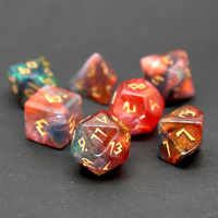 Jeu de dés polyédriques galaxie acrylique paillettes RPG mdn D20 sur mesure 7 pièces taille 16mm avec paquet de boîte de dés de jeu de société