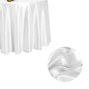 120 Satin Table Cloth Luxury Silver White Wrinkle Free Wedding <b>Round</b> <b>Tablecloth</b> for Banquet - Product Image 5