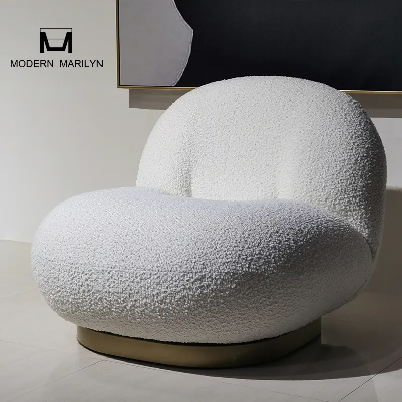 Sedia con accento in velluto Teddy in stile nordico Hotel Yasite Fancy White Design Living Room Furniture Gubi Pacha Lounge Chair