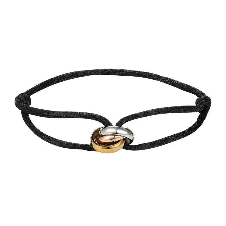 SC minimalista regolabile colorato singolo stringa coppia bracciali moda in acciaio inox fortunato tricolore Tri Ring bracciale donna