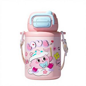 Outdoor Sports Portable Back Strap Stainless Steel Dual-Drink Children's Thermos Vacuum Insulated Water <b>Bottle</b> With Rope Strap - Product Image 1