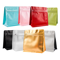 Couleur 12oz 16oz Réutilisable Ziplock Sac De Café Personnalisé imprimé Mat Feuille D'aluminium Alimentaire sac De Café emballage Fond Plat Sac De Café