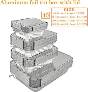 Rectangular Barbecue Tin <b>Foil</b> Tray Disposable Aluminum <b>Foil</b> <b>Containers</b> with Plastic and Cardboard Lids - Product Image 5