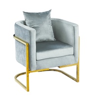 Nordique moderne gris velours Accent chaise longue en cuir de luxe ensembles de meubles de maison salon salle à manger chaise métal aile maison canapé