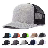 Casquette de sport et de cyclisme pour homme, noire, en tissu mesh, 5 panneaux, haute qualité, avec logo brodé personnalisé, fabriquée par l'usine OEM Meidiney.