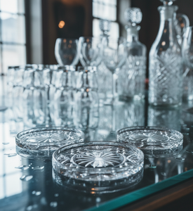 Sous-verre rond en verre peint à la main, motif étoile classique élégant, résistant à la chaleur et antidérapant, idéal pour servir des cocktails et du whisky - Product Image 2
