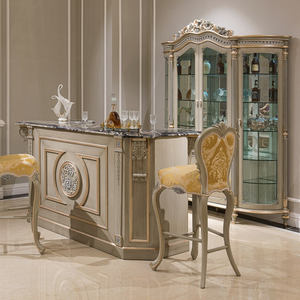 יוקרה אוכל חדר ריהוט קלאסי צד ארון עתיק יין ארון מזנון 4 זכוכית דלתות מזנון ארון תצוגה - Product Image 3