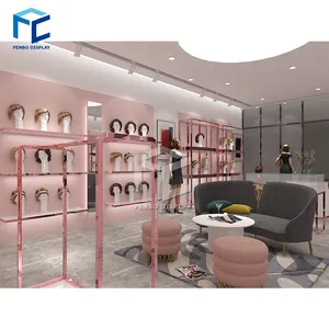 Modern Retail Beauty Shop Decoration Wig Display Showcase Furniture Hair Extension Display Rack Stand For Store Fixtures