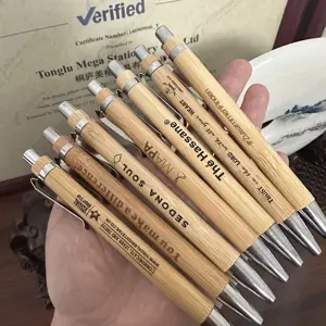 Caneta de bambu ecológica de alta qualidade para presente promocional com logotipo personalizado Mega atacado 2024