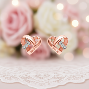 Pendientes de Corazón con Circonitas en Oro Rosa, Joyería de Moda para Mujer - Product Image 2