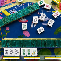 Collection La Dolce Vita : Jeu de tuiles de Mahjong vintage multicolores, tuiles de Mahjong américaines gravées pour les jeux en famille