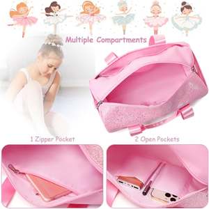 US-Lager Tanzbeutel für Mädchen, Ballettasche, glänzender Regenbogen-Glitzer-Sportbeutel für Kinder, wasserdicht, mit getrenntem Trocken- und Nassfach - Product Image 6