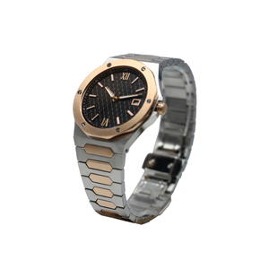 <span class=keywords><strong>Montre</strong></span> à quartz haut de gamme pour homme, boîtier brossé bleu foncé, index dorés, cadran gravé, <span class=keywords><strong>bracelet</strong></span> en acier <span class=keywords><strong>intégré</strong></span> durable - Product Image 6