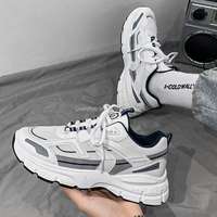 Chaussures décontractées pour hommes, style Hong Kong, tendance, respirantes, rehaussantes, à lacets, en maille, à semelle épaisse, pour l'été