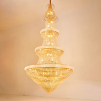 Lustre en cristal de luxe moderne traditionnel grande lampe suspendue royale pour Villa hall d'hôtel lustre d'escalier Design doré