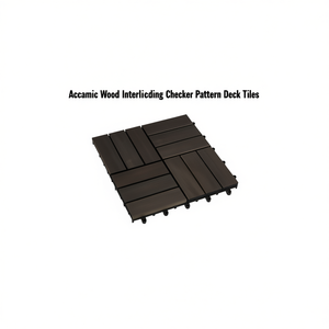 Baldosas de Madera de Acacia Entrelazadas 12X12, Color Marrón Oscuro, Cuadradas, para Pisos de Patio Exterior - Product Image 1