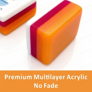 Luxury 4-Layered Anti-fade <b>Set</b> Acrylic American <b>Mahjong</b> Tiles Modern Engraved Light Orange for Singaporean Family Parties Games - Product Image 3