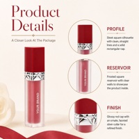 Gloss à lèvres effet miroir longue tenue, aspect naturel, tube carré 5ml, faible MOQ, pour usage quotidien.