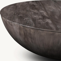 Rhohohill-Table basse rétro ronde en forme de sphère de haute qualité en chêne récupéré, style américain personnalisé