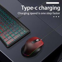 Combo de Teclado y Ratón Inalámbrico Silencioso con Retroiluminación RGB, 2.4G, Modo Dual, Recargable, para Escritorio/Portátil