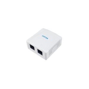 Roseta - Roseta de Superficie Categoría 6A, 2 Puertos RJ45, Color Blanco, Ideal para Conexiones de Red Rápidas y Eficientes. * - Product Image 1