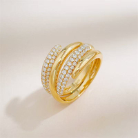 Anello Aperto Lussuoso in Oro Giallo 18K, Bracciale con Diamanti Creati in Laboratorio, Collana da Uomo, Orecchini in Oro, Gioielli Cristiani