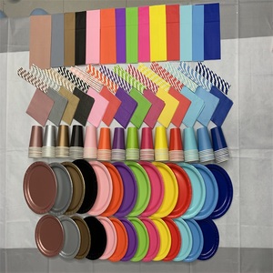 Platos y Vasos de Papel de Color Liso, Vajilla Desechable, Artículos para Fiestas de Cumpleaños - Product Image 2