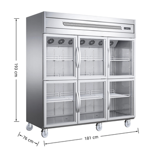 NE-855 Congélateur commercial à six portes en verre de 1520L à refroidissement rapide et à haut rendement en acier inoxydable avec roues - Product Image 1