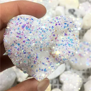 New arrivals raw crystals minerals crafts natural angel aura quartz heart shaped crystal cluster for Decoration