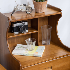 Solid Wood Nightstand With Drawers And <b>Shelves</b> Modern Minimalist Bedroom Storage Cabinet For Master <b>Bedside</b> Use - Product Image 3