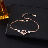 Bracelet « Je t'aime » en 100 langues, style mignon, en or rose et argent, pour femme, avec chaîne et maillons