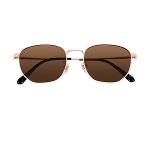 Óculos de sol unissex, óculos de sol lentes coloridas de titânio rosa dourado personalizado