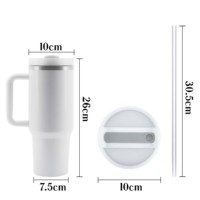 Mug à café personnalisé H2.0 40oz avec logo, en acier inoxydable, gobelet de sublimation Adventure Flowstate avec poignée et paille