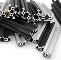 1515 2020 3030 4040 4545 profilé d'extrusion en aluminium argent/noir alliage carré aluminium anodisé norme européenne T fente encadrement