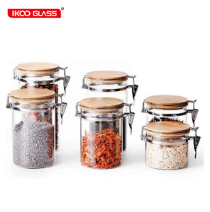 Borosilicate Glass Jar With Bamboo Lid Wide Mouth Airtight High Borosilicate Glass Jar With Clip With Bamboo Lid