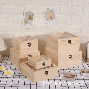 Caja de joyería de madera con tapa transparente, caja de almacenamiento de madera maciza, organizador de escritorio con tapa abatible para almacenamiento de joyas - Product Image 2