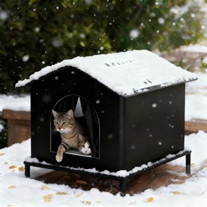 Maison chauffée pour <span class=keywords><strong>chat</strong></span> d'extérieur, <span class=keywords><strong>abri</strong></span> pour <span class=keywords><strong>chat</strong></span> isolé en hiver, imperméable, avec fond surélevé et coussin chauffant pour chats errants et chats sauvages - Product Image 3