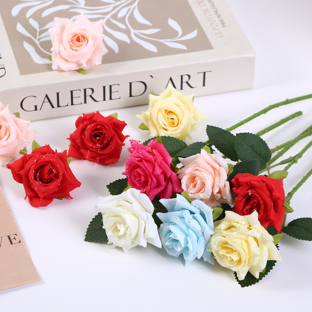 New Arrival Artificial Flowers Simulation Real Touch Fake Single Rose for Home Hotel Wedding Decorative Flowers